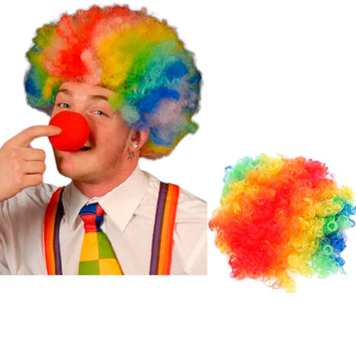 GENERICO - Peluca Afro Colores Halloween Disfraz Fiestas Hora Loca