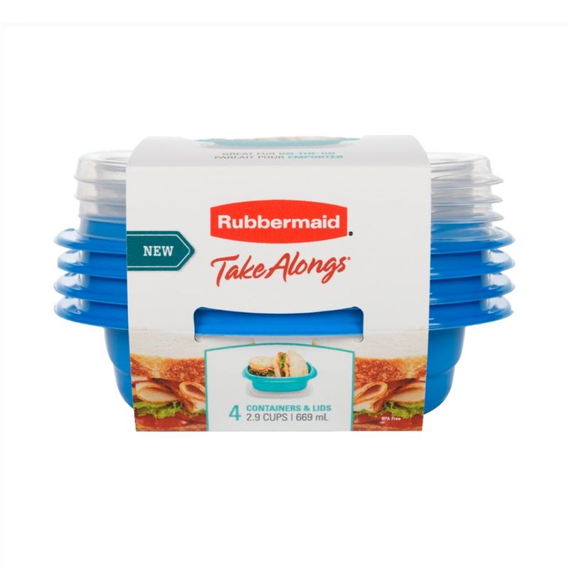 RUBBERMAID - Set Envases Plástico Con Tapa Rubbermaid Divisor X4 669ml