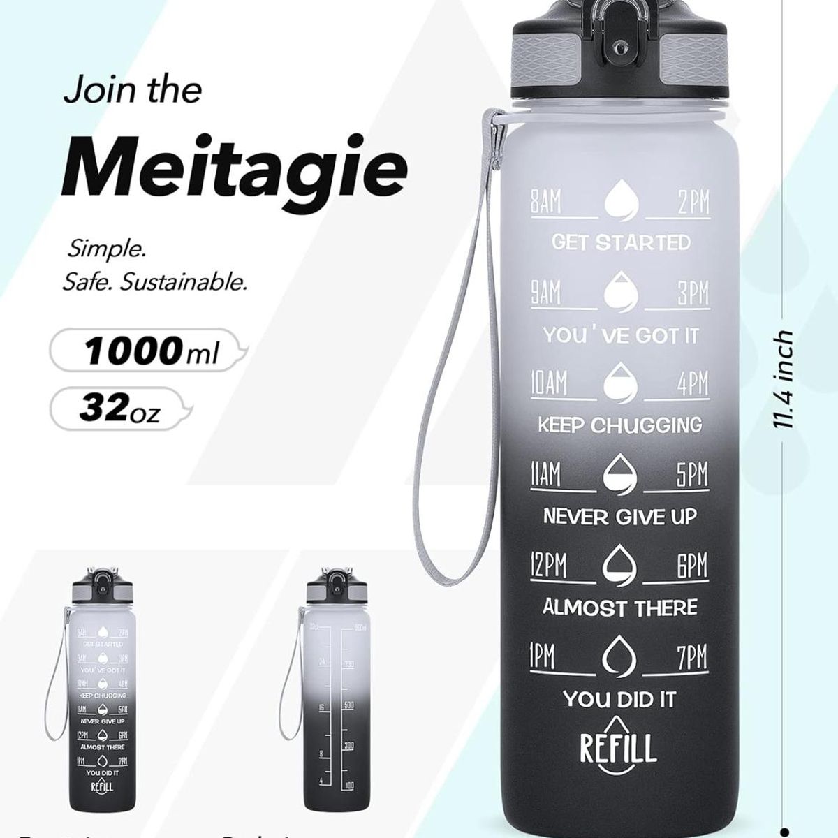 MULTIPLACE COLOMBIA - Botilito botella para agua 1 litro motivacional libre bpa