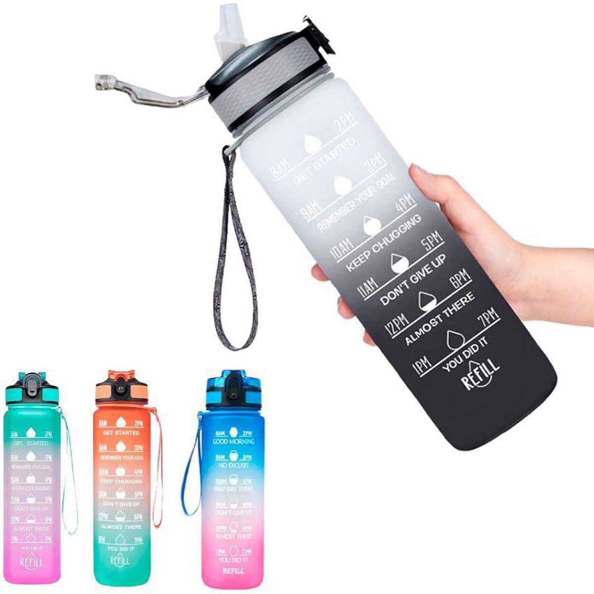 MULTIPLACE COLOMBIA - Botilito botella para agua 1 litro motivacional libre bpa