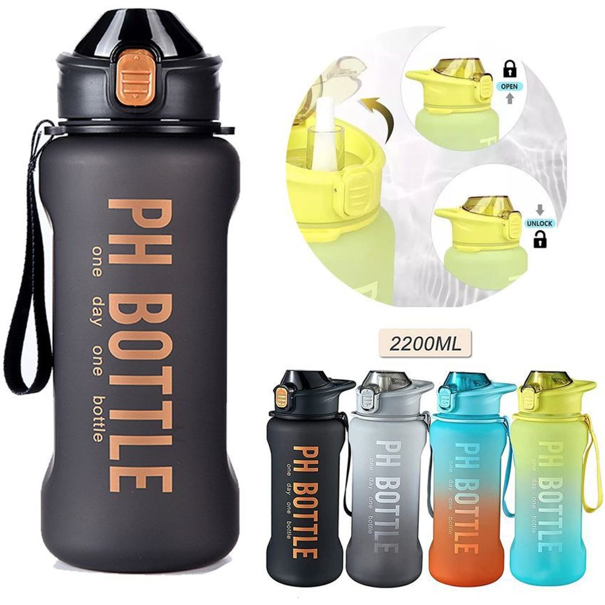 MULTIPLACE COLOMBIA - Botilito motivacional deportivo para agua en plastico 620 ml importado