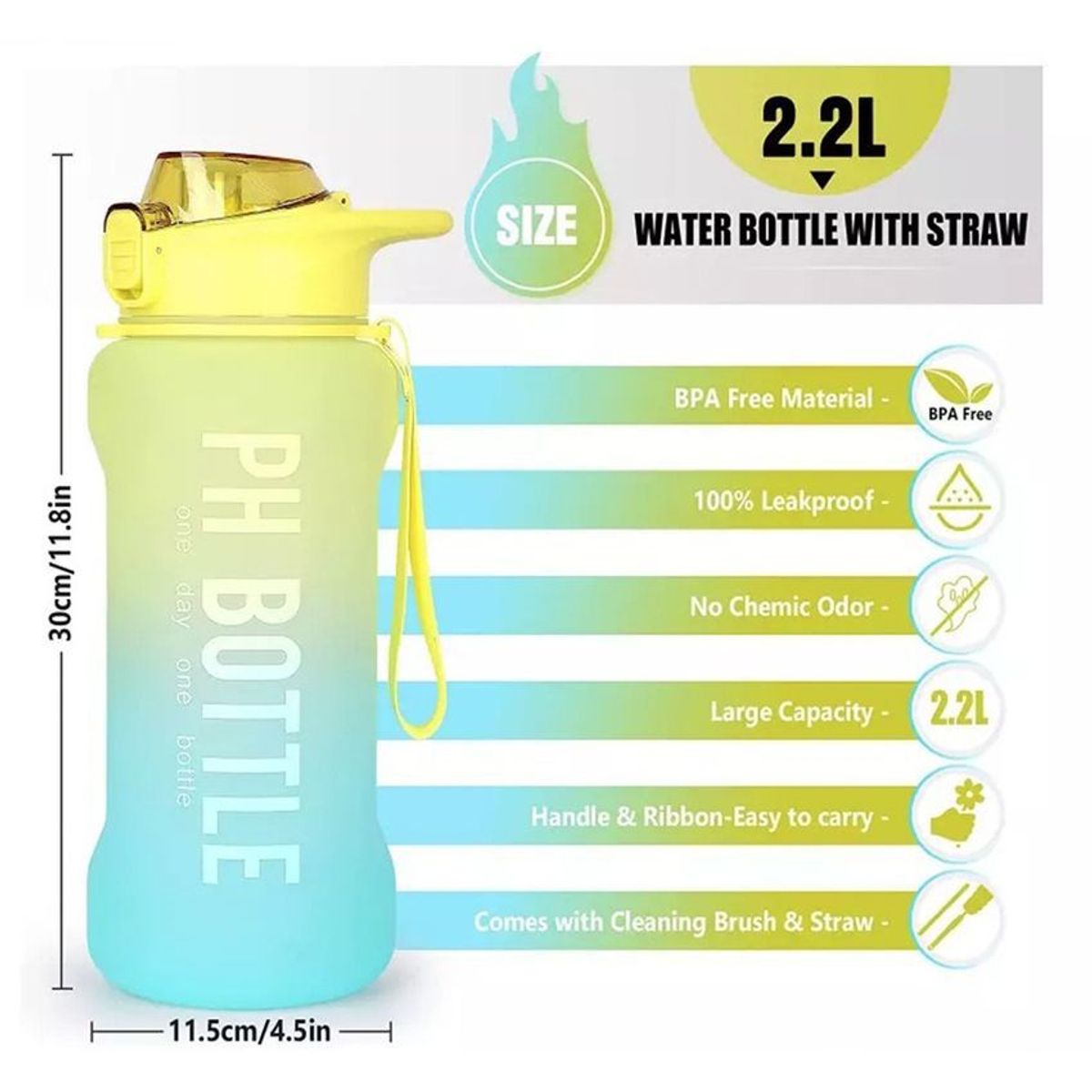 MULTIPLACE COLOMBIA - Botilito motivacional deportivo para agua en plastico 620 ml importado