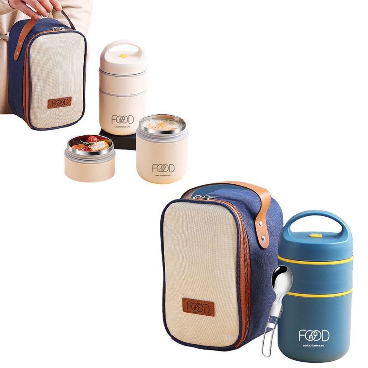 HOME - Porta comidas 3en1 con lonchera termica y cubierto-
