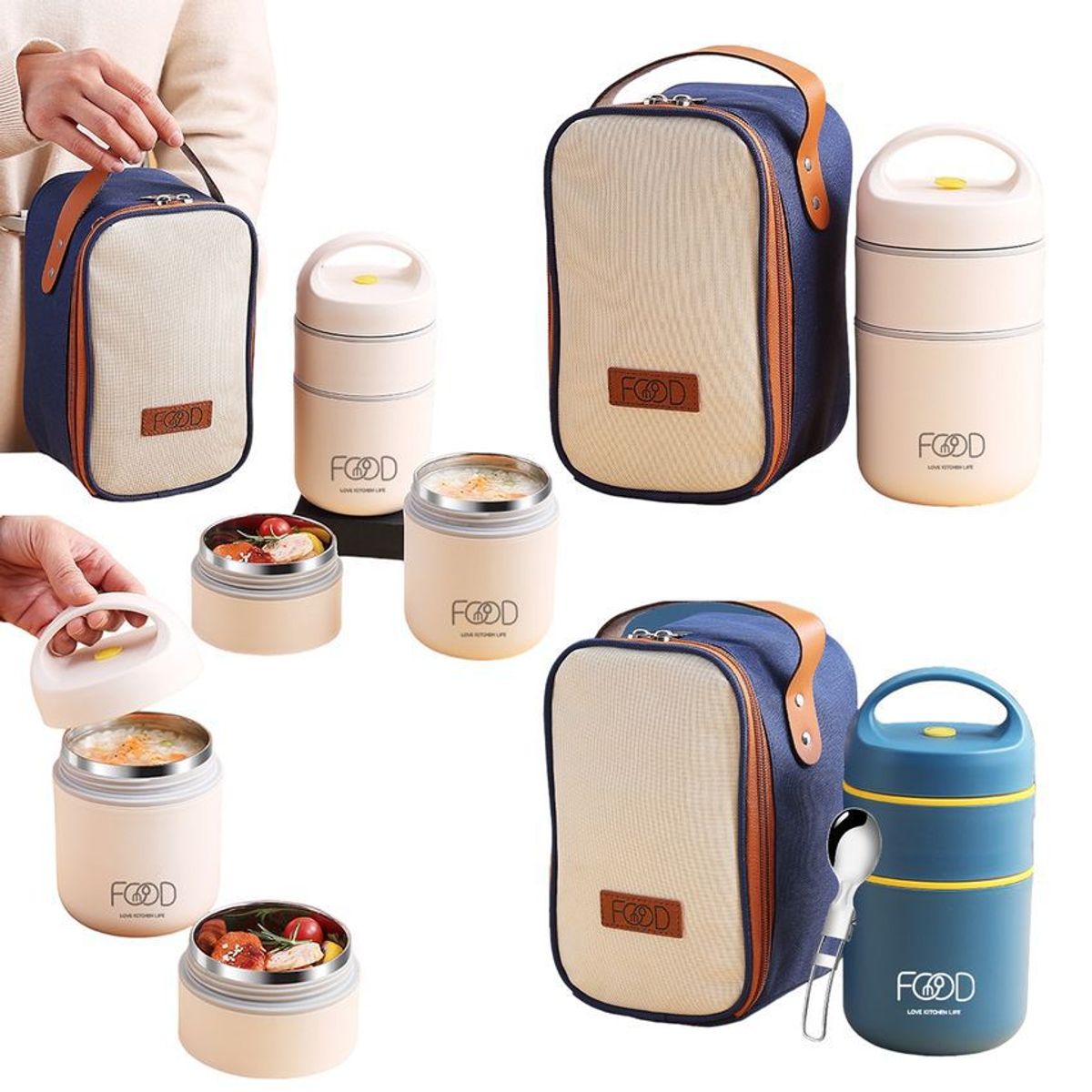 MULTIPLACE COLOMBIA - Porta comidas 3en1 con lonchera termica y cubierto-