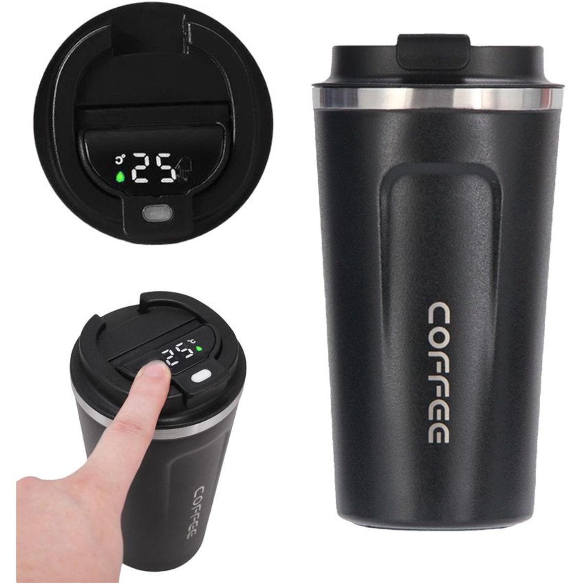 MULTIPLACE COLOMBIA - Termo bebidas calientes y frías 500 ml en acero inoxidable fino Negro-