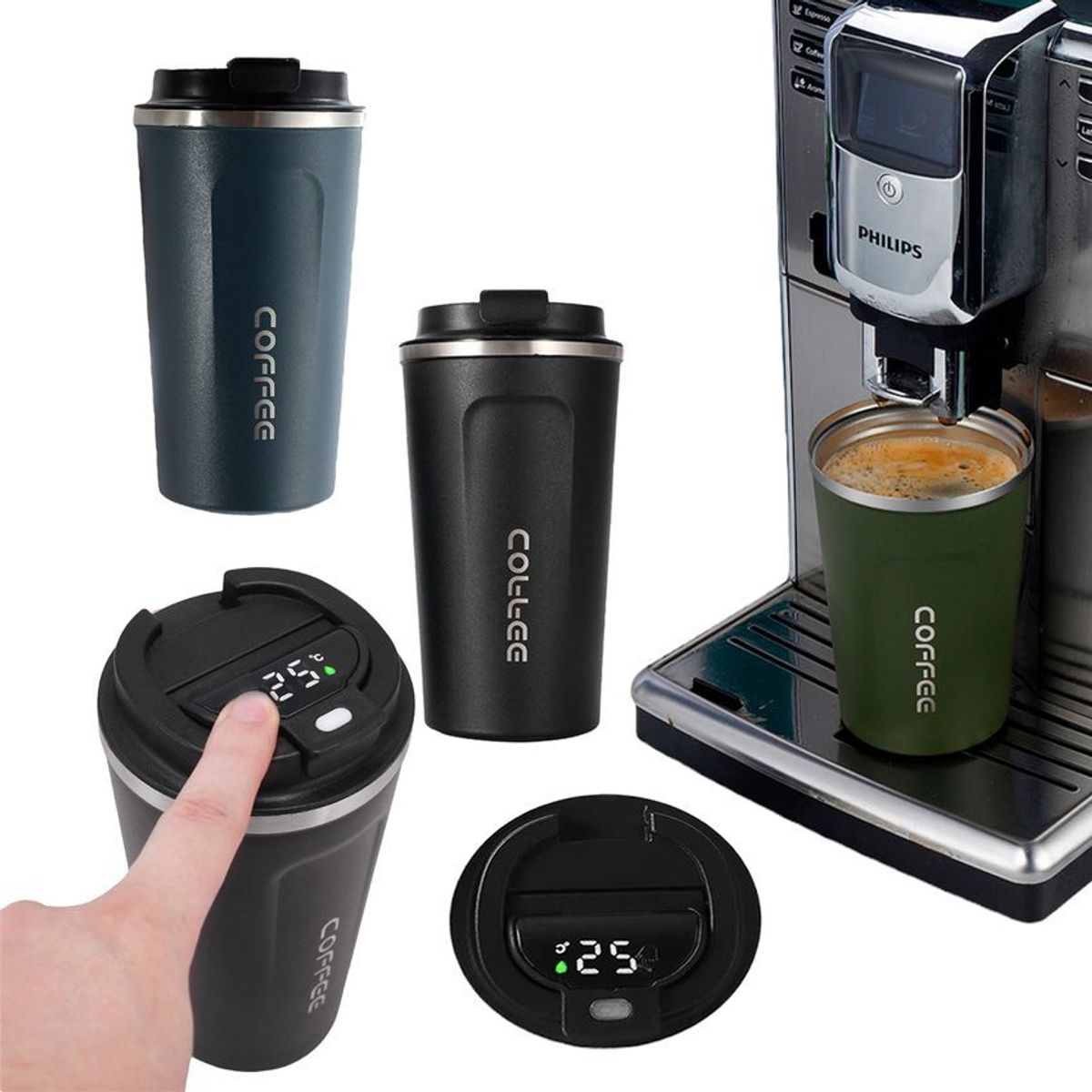 MULTIPLACE COLOMBIA - Termo digital tipo vaso de cafe o bebidas calientes y frías 510 ml-