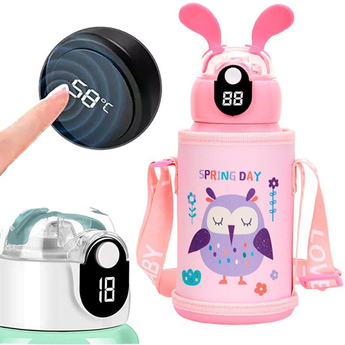 MULTIPLACE COLOMBIA - Termo infantil digital para bebidas calientes en acero Rosado