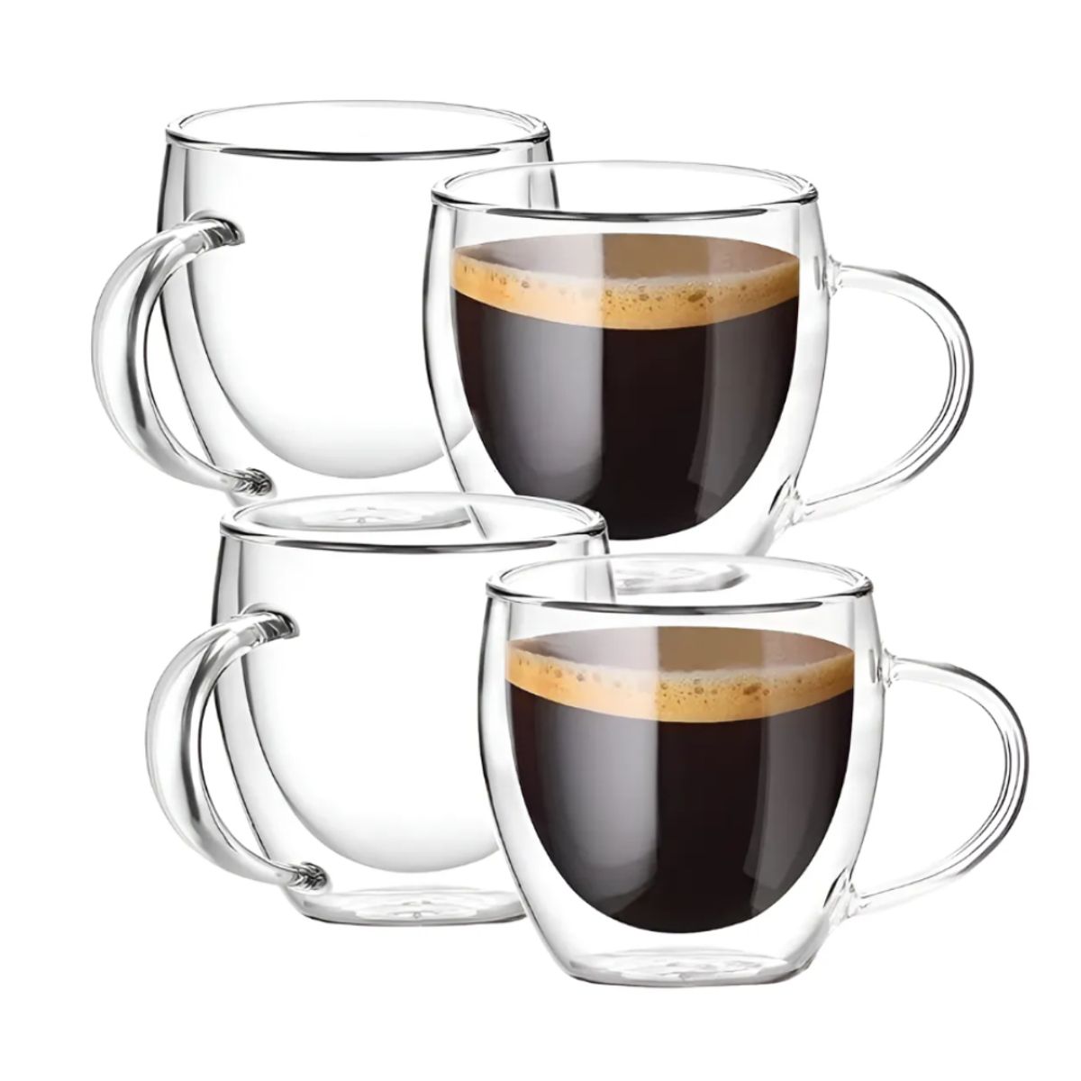 MULTIPLACE COLOMBIA - Pocillos transpatrentes Borosilicato 250ml para cafe importados x4