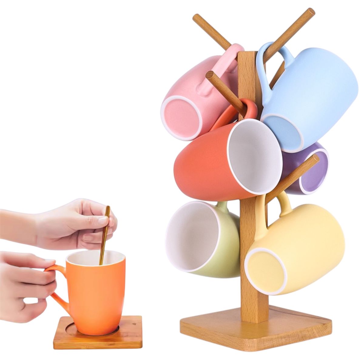 MULTIPLACE COLOMBIA - Juego de pocillos para chocolate o cafe en ceramica importados x 6-