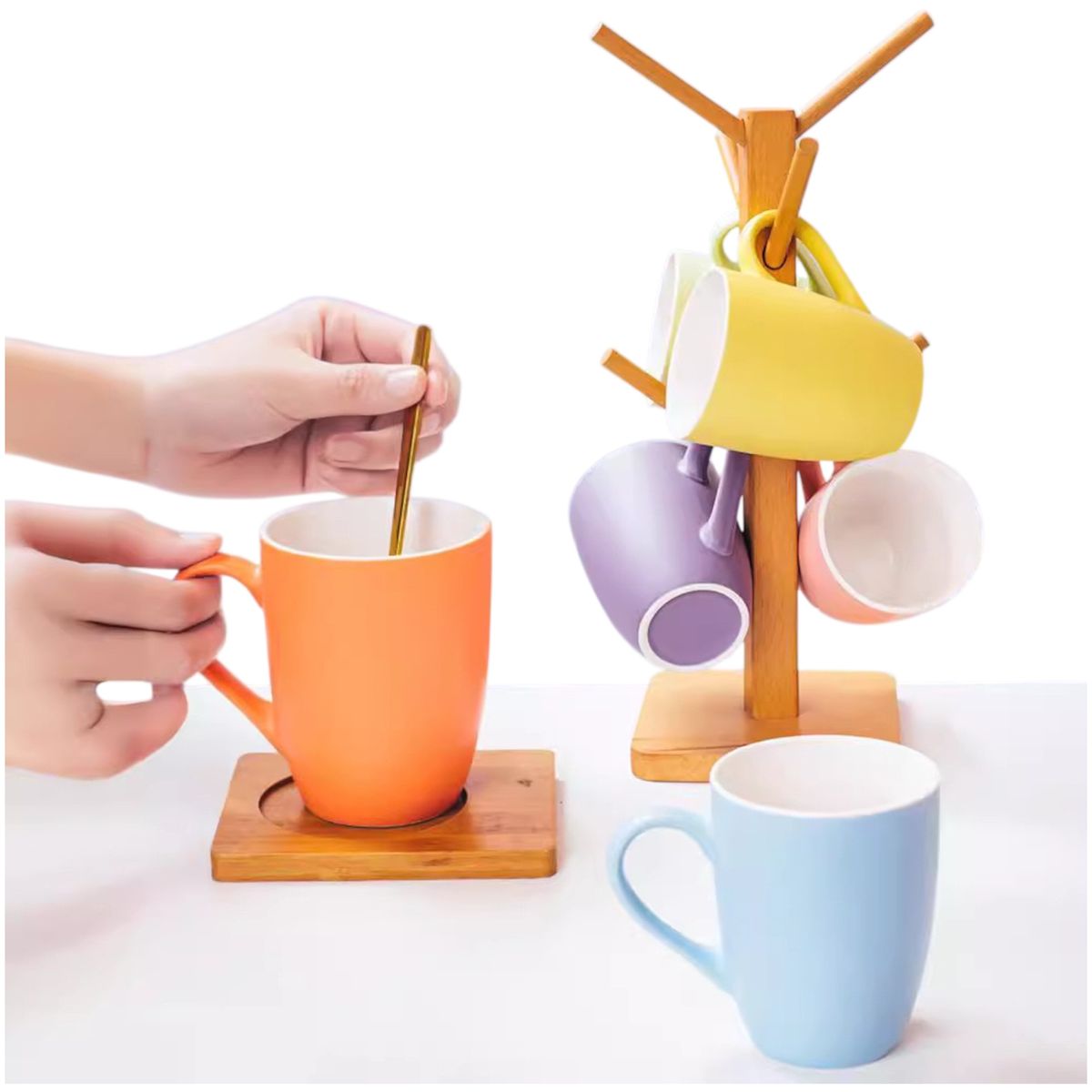 MULTIPLACE COLOMBIA - Juego de pocillos para chocolate o cafe en ceramica importados x 6-