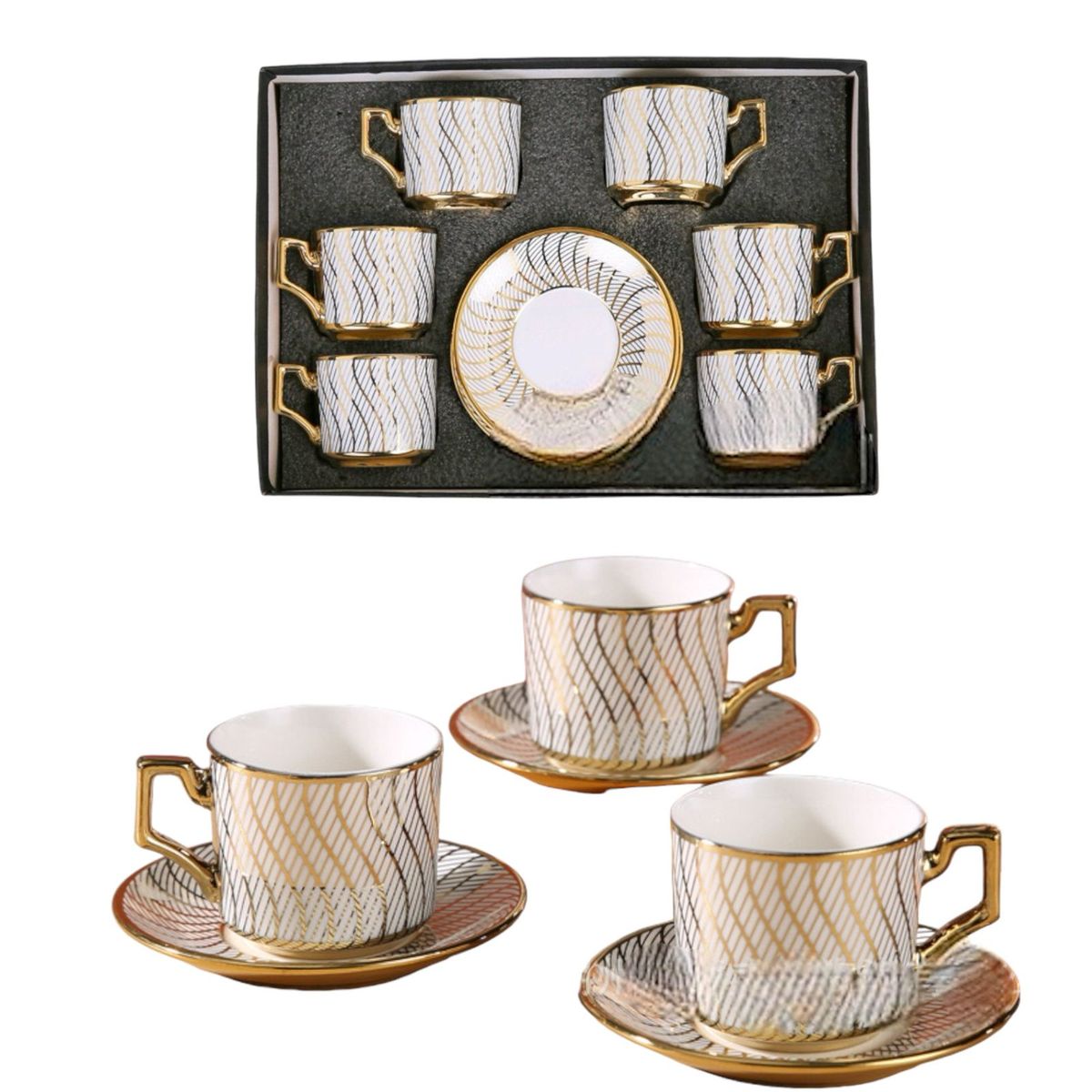 MULTIPLACE COLOMBIA - Juego de pocillos para chocolate o cafe set x 6 unidades.-