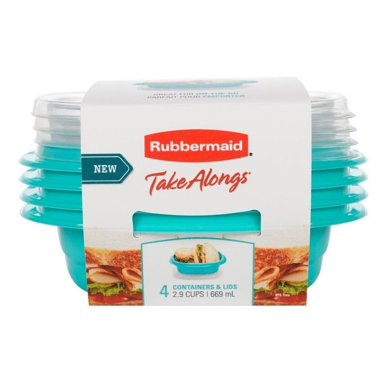 RUBBERMAID - Set Envases Plástico Con Tapa Rubbermaid X4 669ml