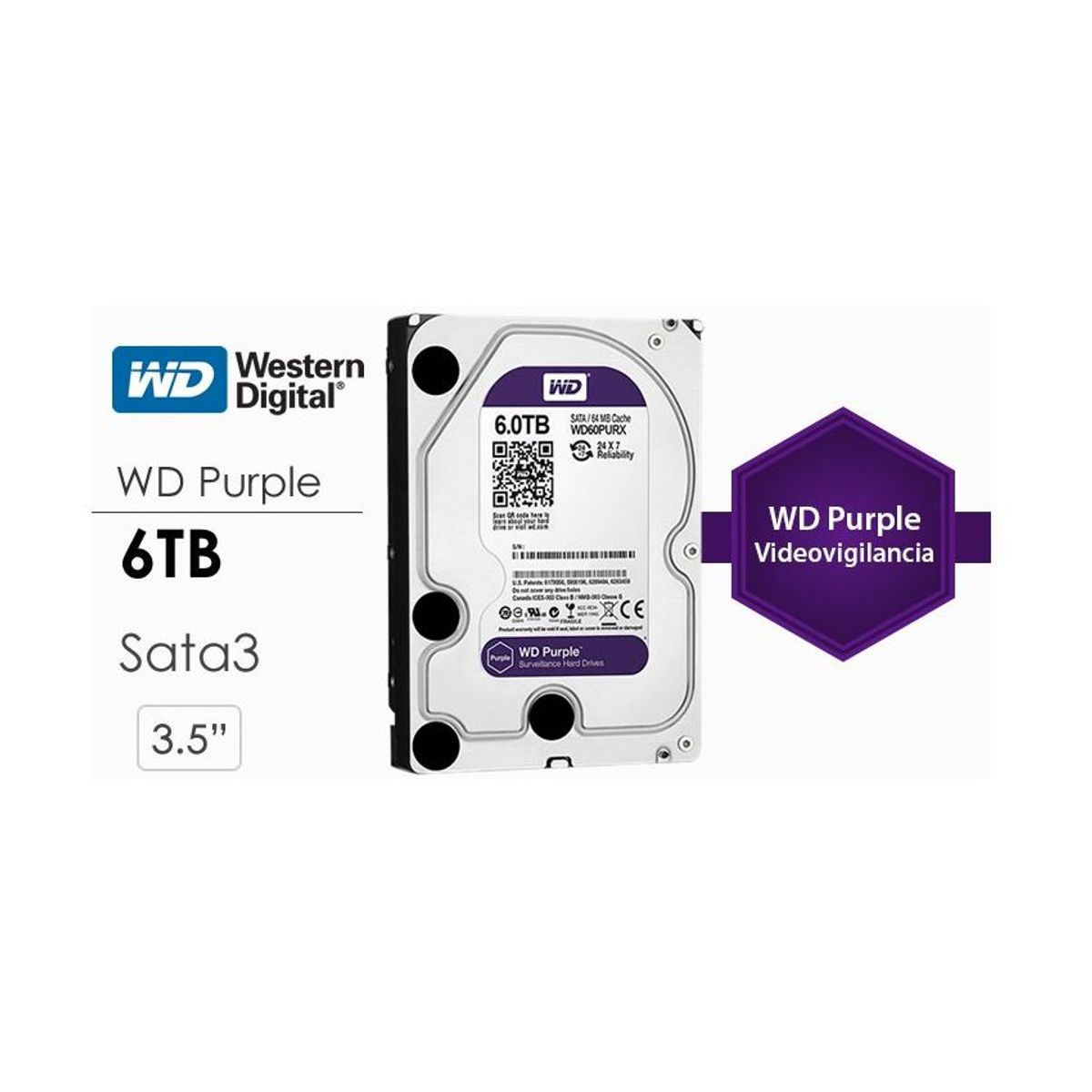 WESTERN DIGITAL - Disco duro western digital wd 6tb purple
