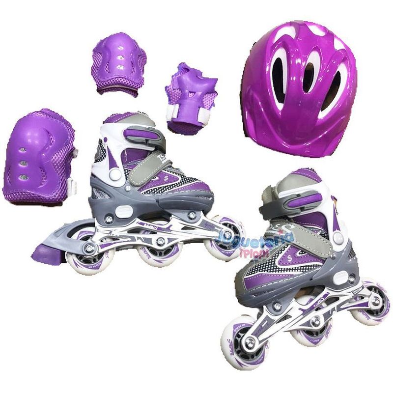 GENERICO - Patines en linea semiprofesionales llanta de goma base en aluminio kit completo