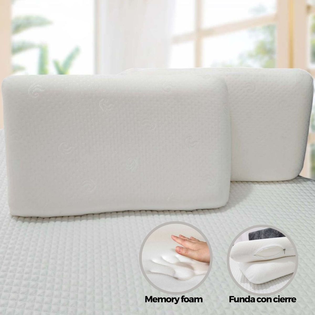HOGARETO - Almohadas Ortopédicas Con Memory Foam - Set x 2