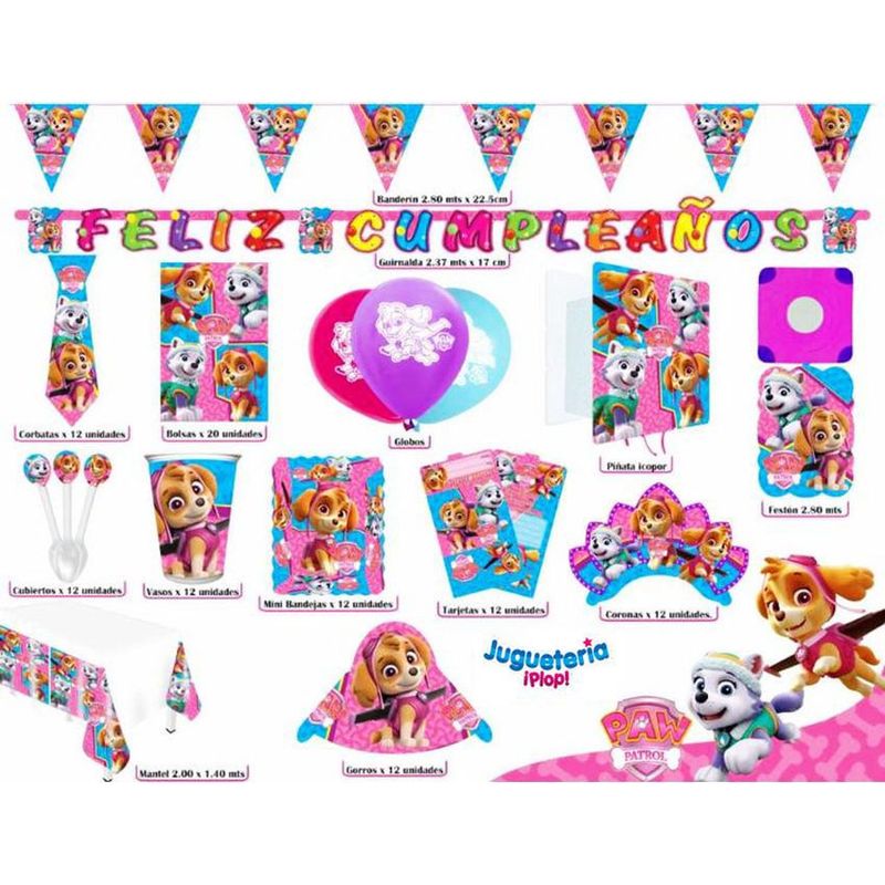 GENERICO - Kit  piñata completo paw patrol skye
