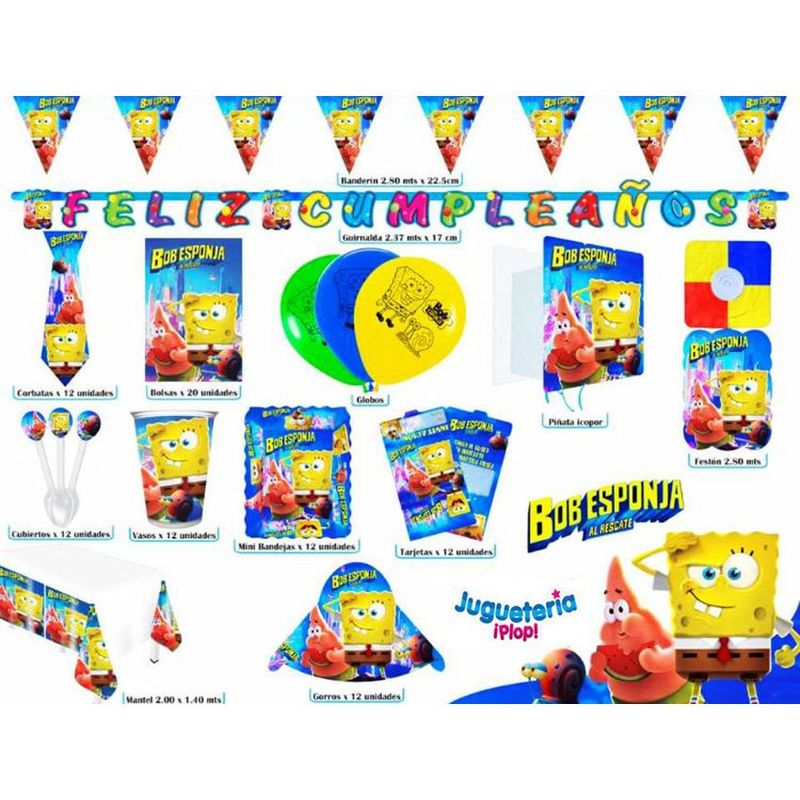 GENERICO - Kit piñata bob esponja  decoración completa