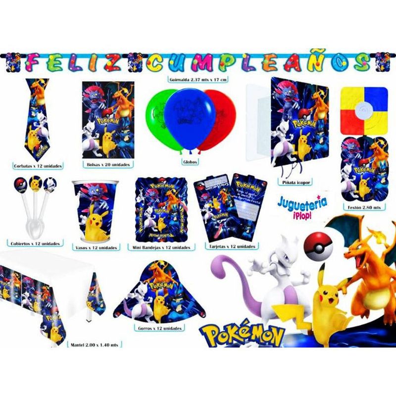 GENERICO - Kit piñata pokemon decoración completa