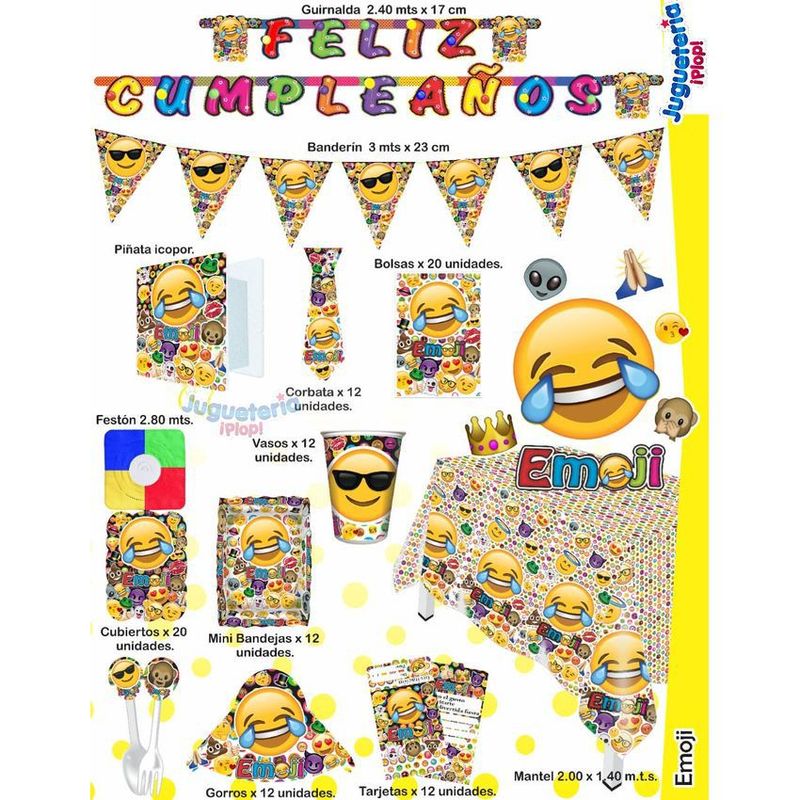 GENERICO - Kit piñata emogi decoración completa