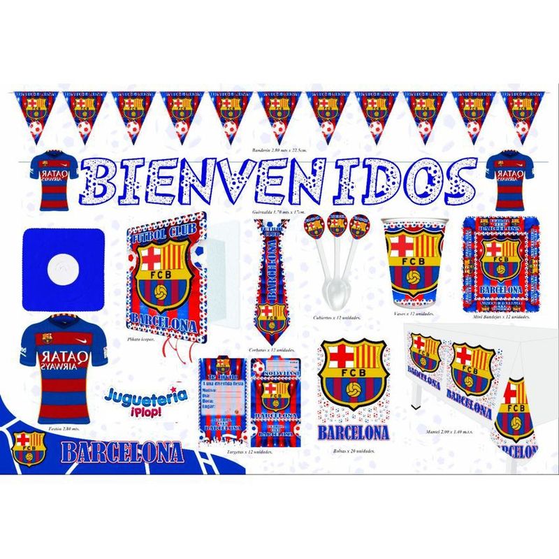 GENERICO - Kit fiesta piñata del equipo  barcelona decoración completa