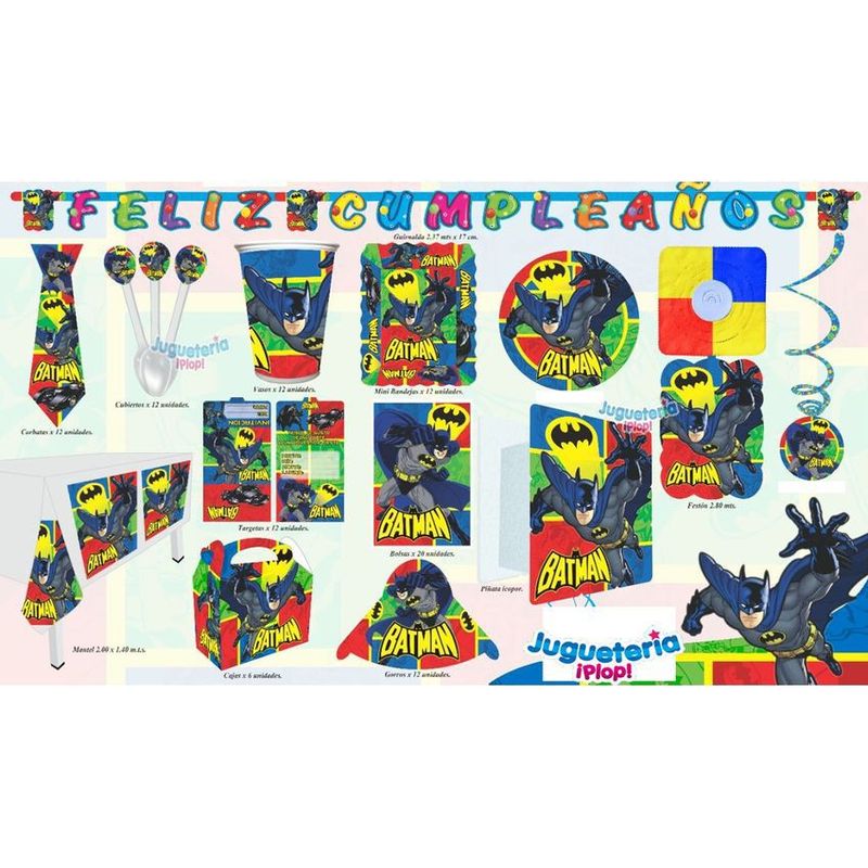 GENERICO - Kit piñata  batman  decoración completa