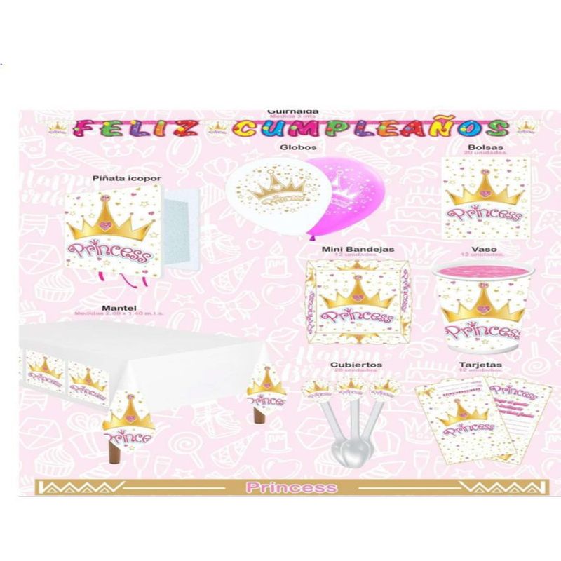 GENERICO - Kit piñata princess decoracion completa