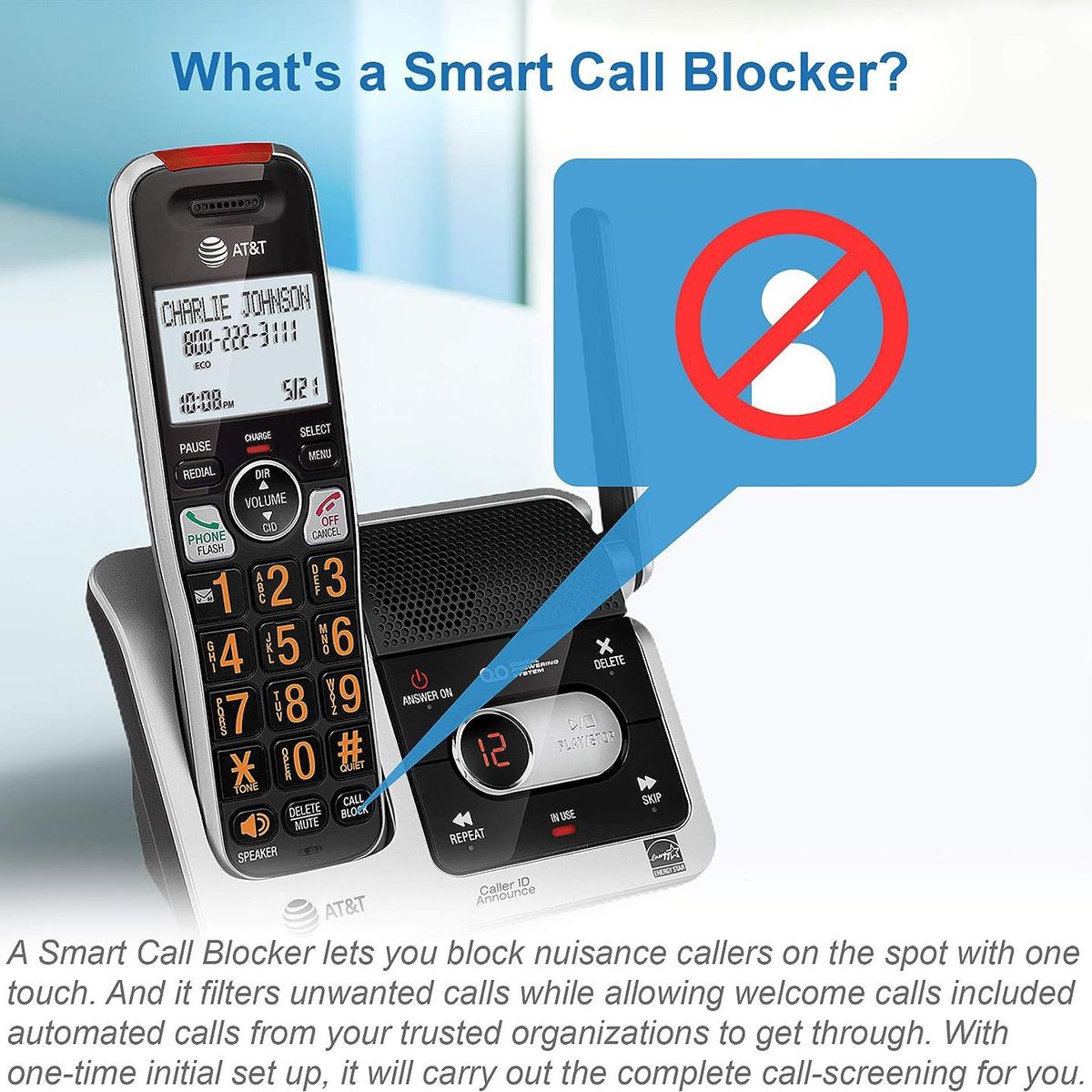 AT&T - Telefono Inalmabrico AT&T Inlambricos Con Contestador Negro