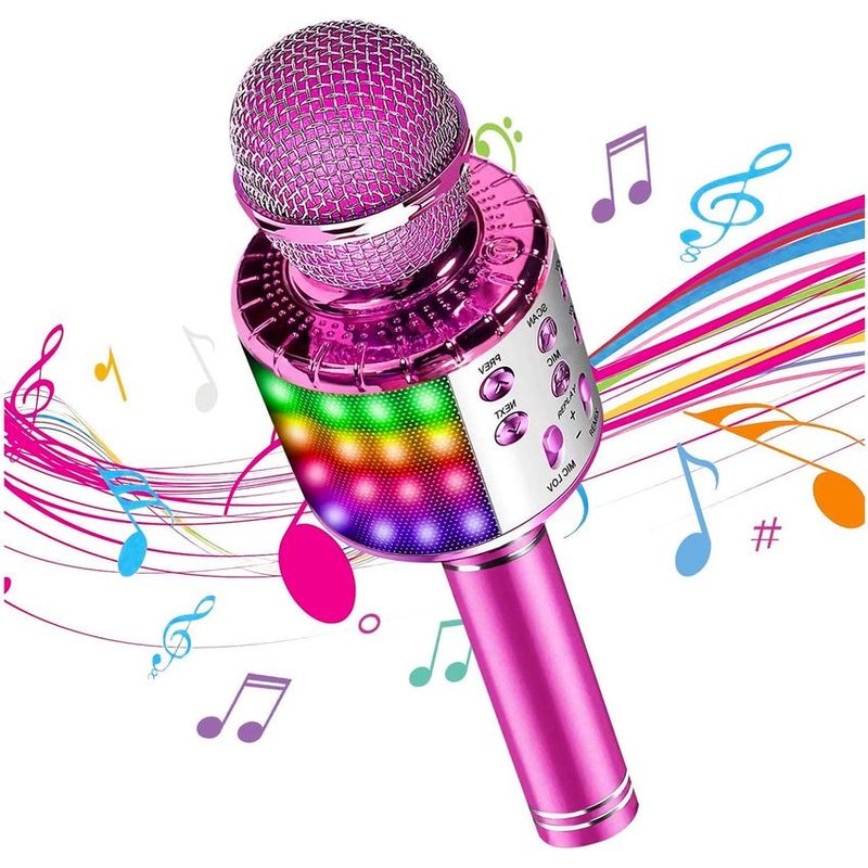 MULTIPLACE COLOMBIA - Microfono karaoke niños bluetooth luces amplificador Rosado