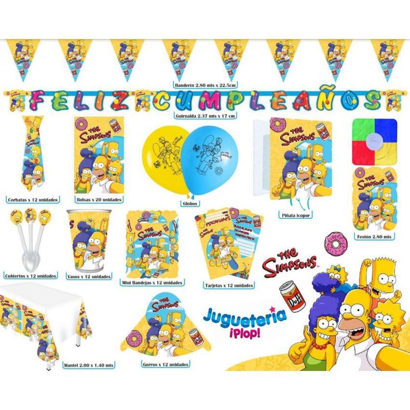 GENERICO - Kit piñata los simpson decoracion completa