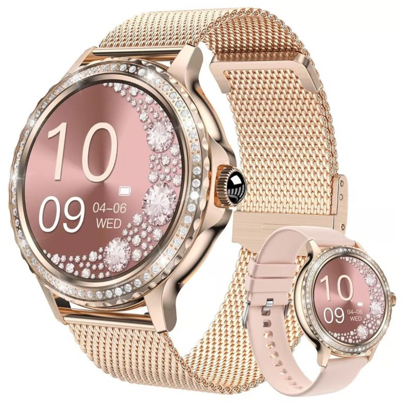 AMERICAN GENERICS - Reloj Inteligente Mujer Smartwatch Llamadas Bluetooth LIGE Dorado