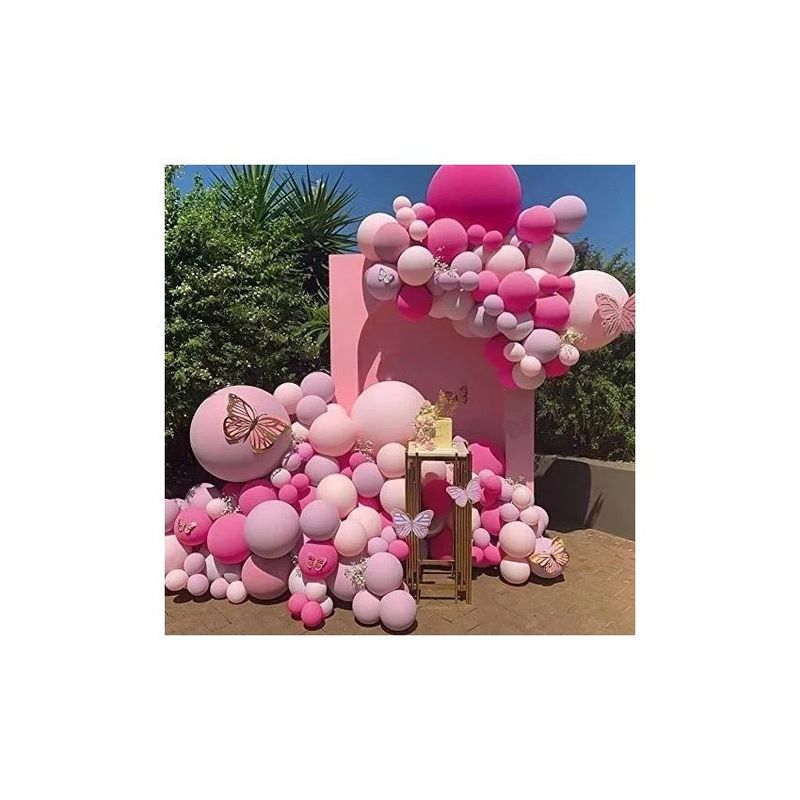 GENERAL - Arco organico globos rosado fucsia cumpleaños