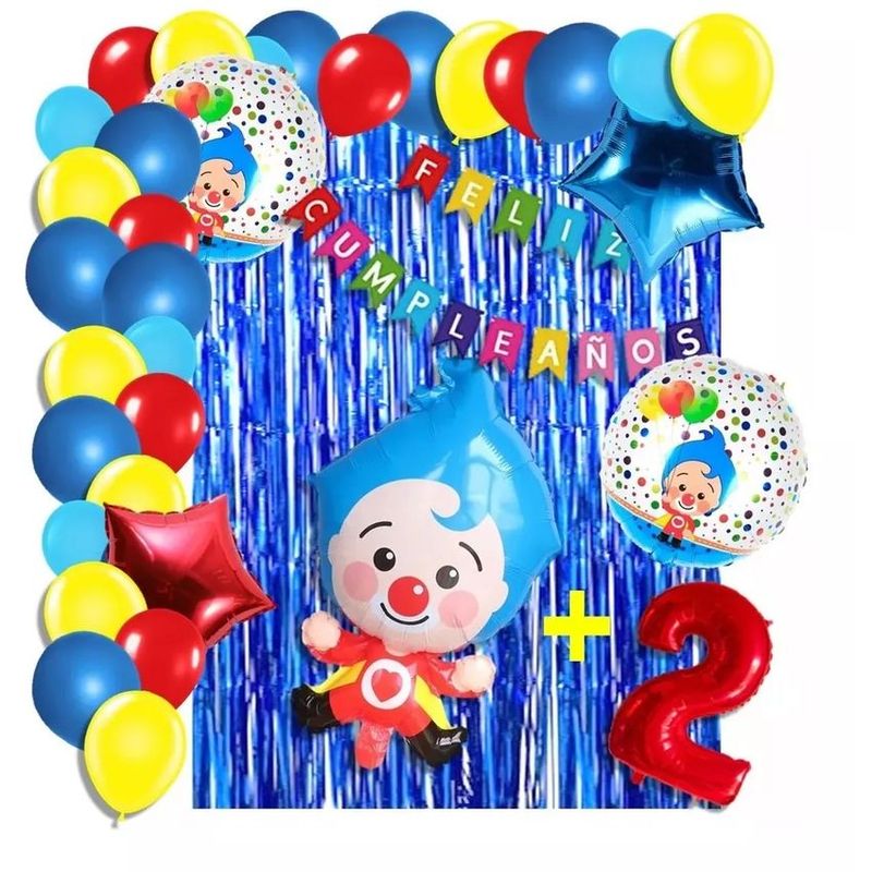 GENERICO - Arco globos decoracion payaso plim circulo azul cortina