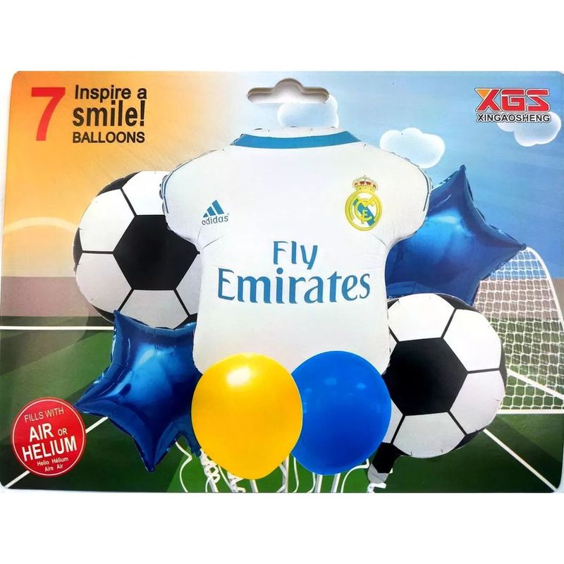 GENERICO - Bouquet globos camiseta real madrid balon futbol estrella