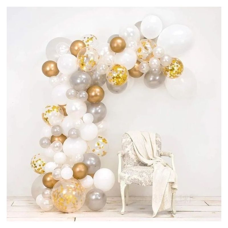 GENERICO - Decoracion blanco dorado arco fiesta boda cumpleaños y grado