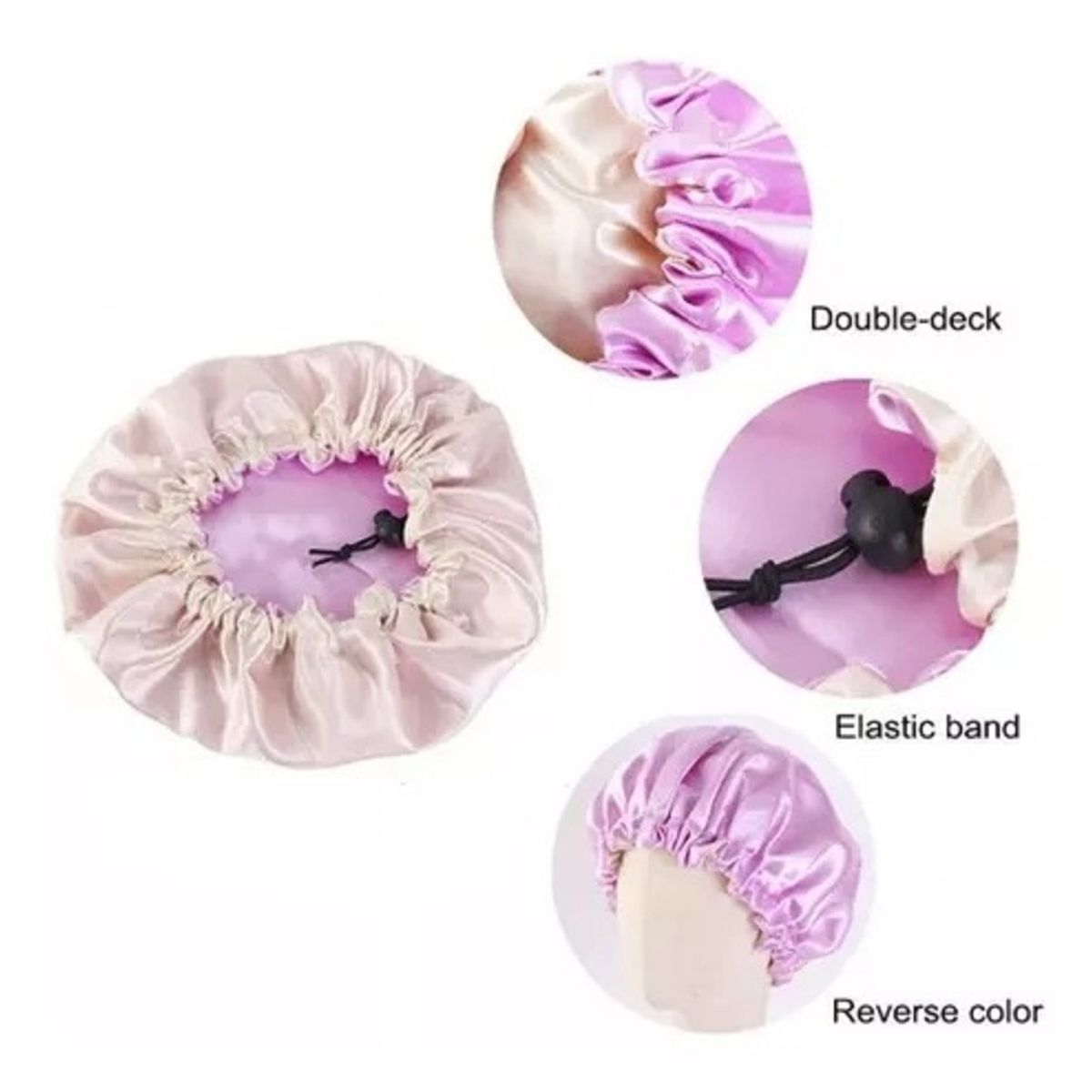 GENERICO - Gorro De Satín Para Dormir Seda Antifrizz Doble Faz Ajustable