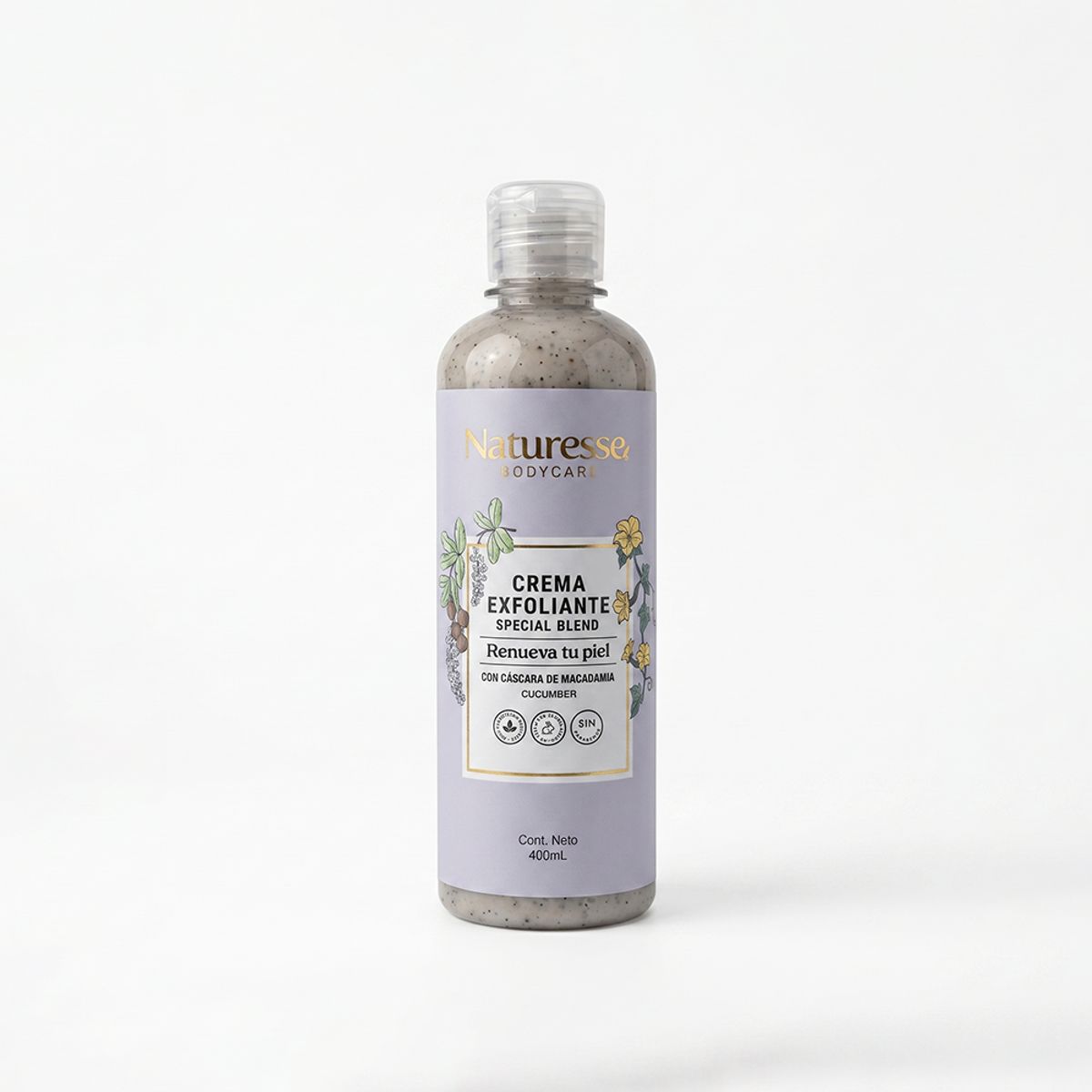 NATURESSE - Crema Exfoliante Especial Blend con Cáscara de Macadamia x 400 ml