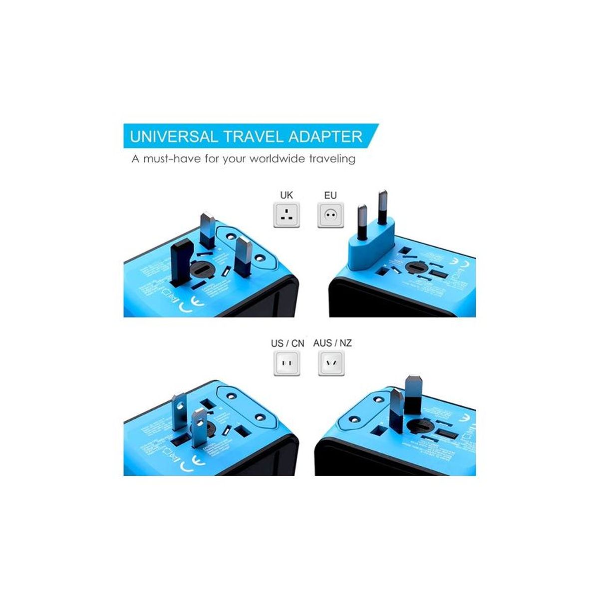 GENERICO - Adaptador enchufe universal de viaje usukeuau usb-c + usb