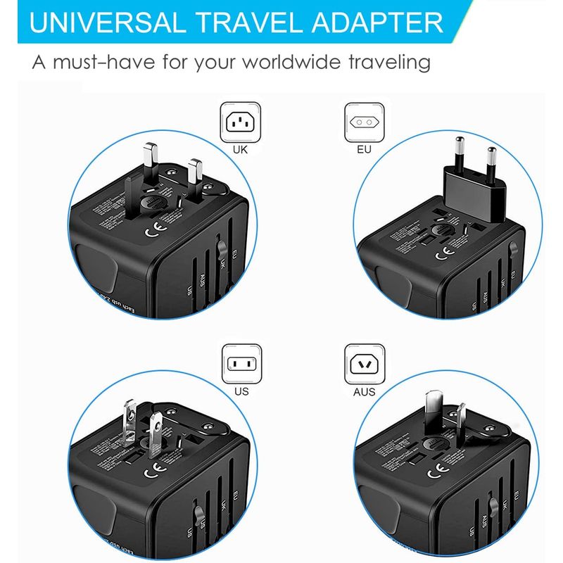 GENERICO - Adaptador enchufe universal de viaje usukeuau usb-c  usb