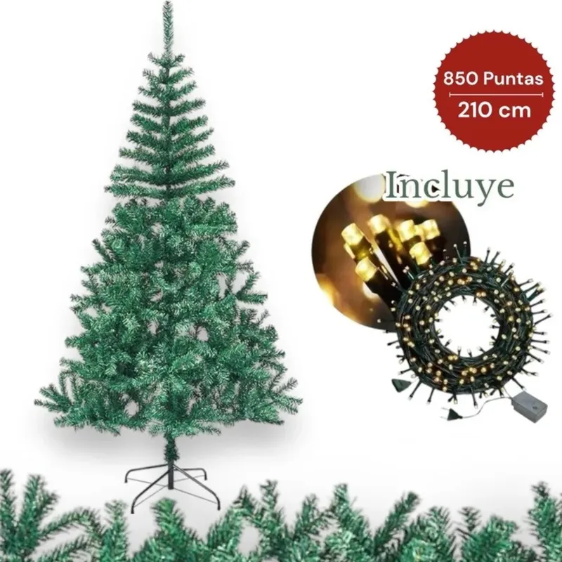 GENERICO - Árbol navidad clásico 210 cm importado de 850 ramas