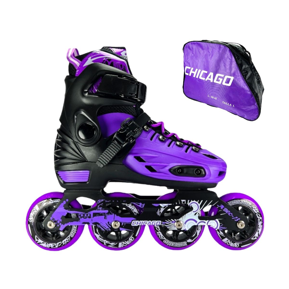 CHICAGO - Patines En Linea Semiprofesionales Chicago Magic M 34 Ajustables a 37 Morado
