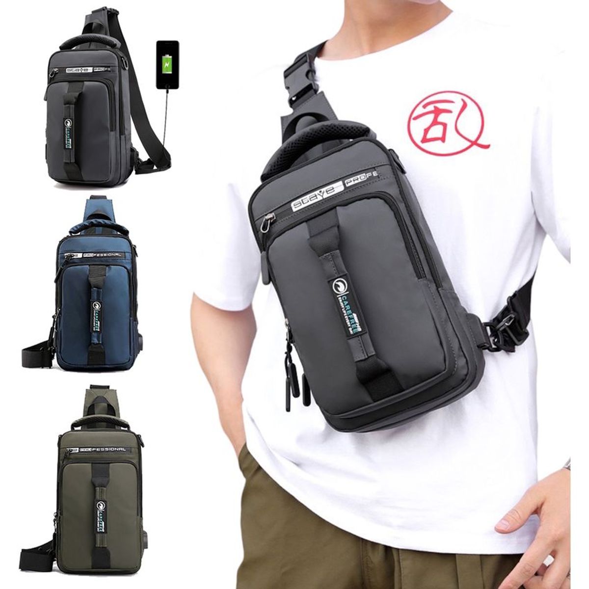 DHOAL - Morral manos libres impermeable para caballero fino de cruzar-