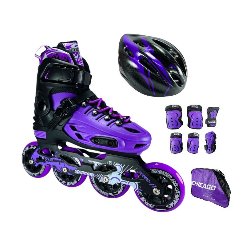 CHICAGO - Combo Patines Chicago Magic Con Proteccion Y Maleta M Morado