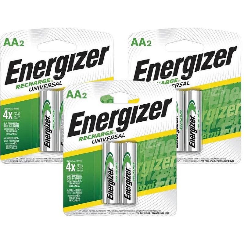 ENERGIZER - Pilas Recargables Energizer 2AA x3 Und (6 Pilas)