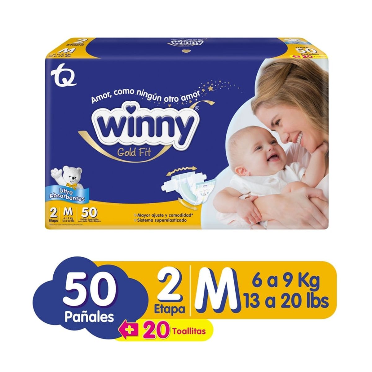 WINNY - Oferta Winny Pañal Jumbo Ult Gold X 50 Un Etapa 2m + Toallas