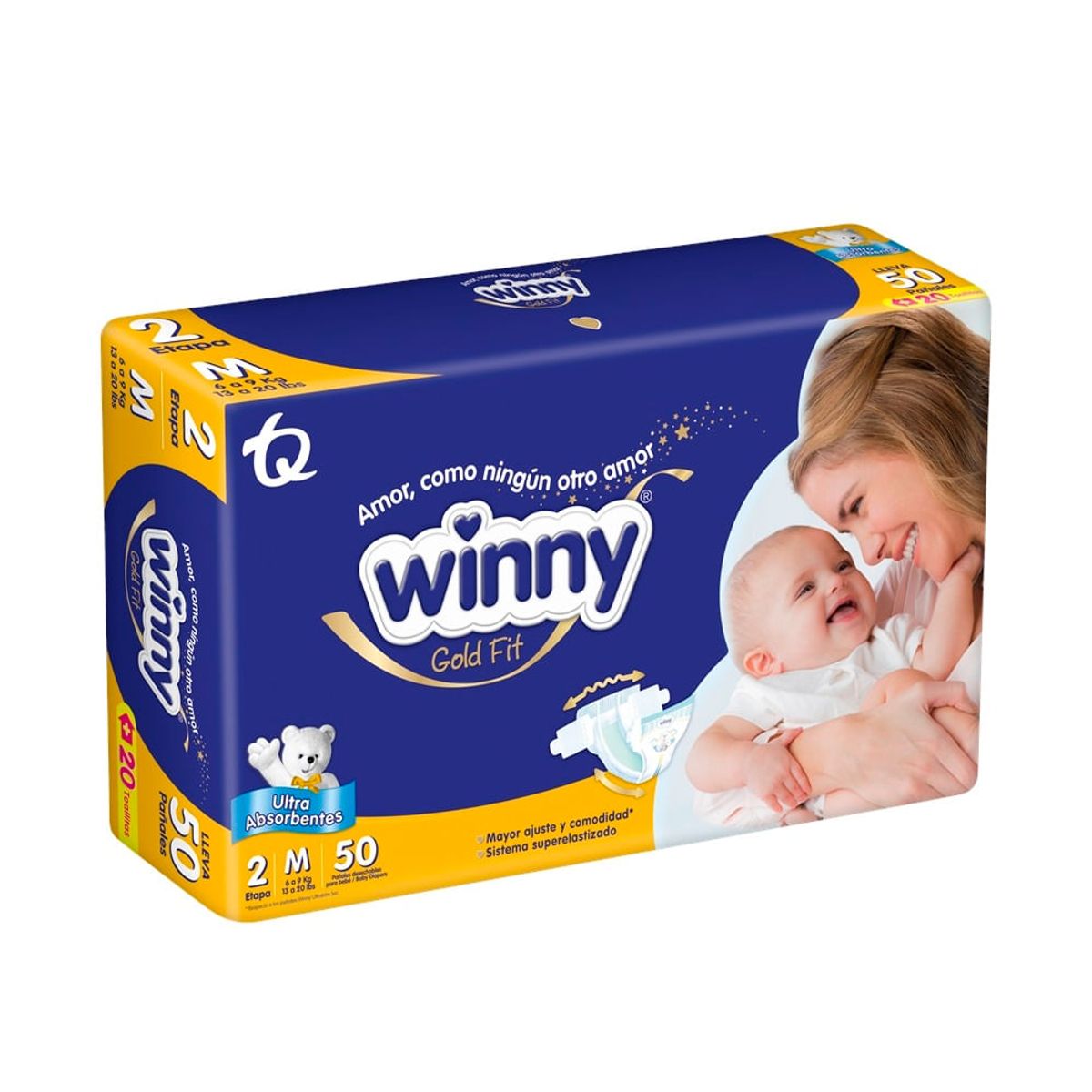 WINNY - Oferta Winny Pañal Jumbo Ult Gold X 50 Un Etapa 2m + Toallas