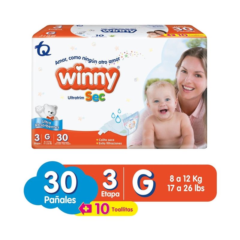 WINNY - Pañal Winny Ultratim Sec Etapa 3 X 30und + 10 Toallitas