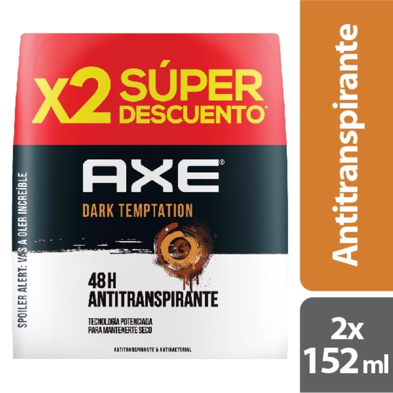 AXE - Desodorante Axe Dark Temptation Of. Esp. X 2uni X 90gr.---