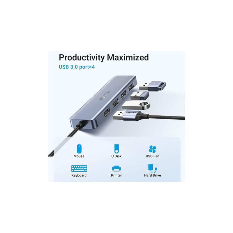 UGREEN - Hub multipuerto ugreen 5 gbps usb-c a 4 puertos usb 3.0 y pd