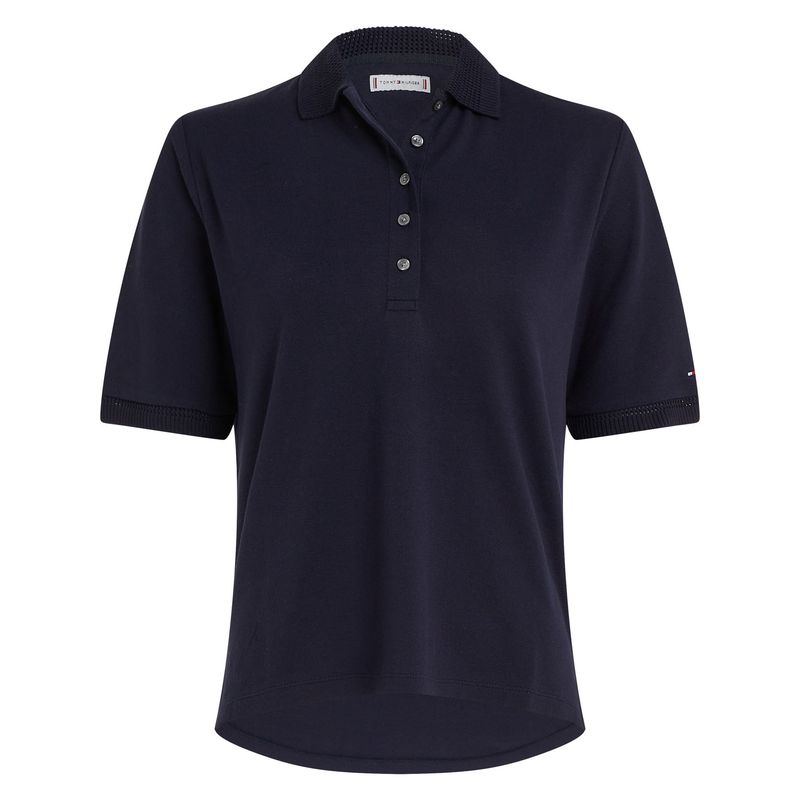 TOMMY HILFIGER - Polo Con Cuello Ribeteado Mujer Azul Tommy Hilfiger