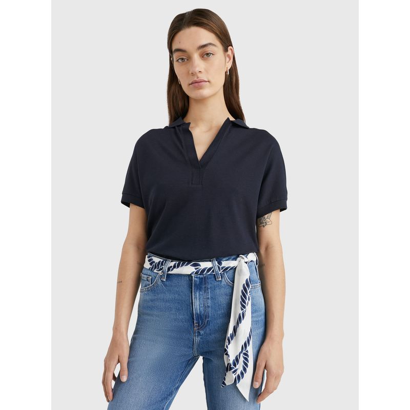 TOMMY HILFIGER - Polo Azul Oscuro De Corte Amplio Para Mujer Tommy Hilfiger